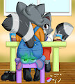 [Slice of life] Raccoon fast food munching