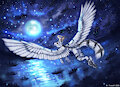Flying Into the Moonset • by Flash_lioness