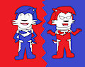 Super Squirrel Blue and Super Squirrel Red