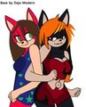 maggie the wolf and daisy the hedgehog beach time bitches  by emochappy1