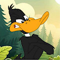 Daffy regarding Bugs’ forest break