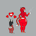Odile and Spunky with morning coffee by thestooge