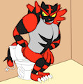 Incineroar wiping his butt after pooping~ by GhostlyFantasy