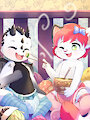 Eating ramen with Tavaron by RickSoftpaw