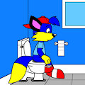 Alex the Fox on a Toilet by ToonlandianFox2002