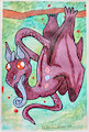 "Chiroptera" Wyvern (Mixed Media Painting for Sale)