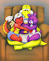 Sibling Snuggles BY MrRipper (colored by Dragoan) by showtimeyoshi