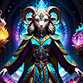Ram-Headed Mage With Flames by Anonceiada