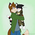 Cooper and Klaus Snuggle Adam