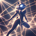 AI-Generated Feline In Light Grid