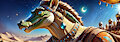 Crocodile In Desert At Night by Anonceiada