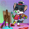 Messy Painter Kitty -By GlitterThePup-