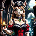 Pirate Llama in a Dark Hallway
