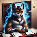 Fox Anthro Studying With Magic