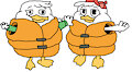 Louie Duck and Huey Duck in their Life Jackets by MabelTheToysLover