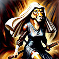 Lioness Warrior in Dynamic Action Pose