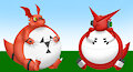 Guilmon and Shoutmon inflatec by Bunnyballoonstar