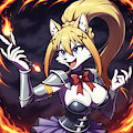 Fierce Warrior Fox Character Wielding Magic Flame
