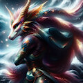 Celestial Dragon Warrior in a Mystical Landscape