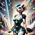 Futuristic Character in Sparkling Outfit at Night by Anonceiada