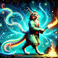 Magical Feline Scientist in a Starry Laboratory