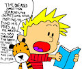 Calvin reads to Hobbes