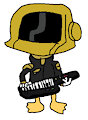 Dewey Duck in his Robot Head Tuxedo Suit