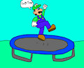 Luigi on trampoline