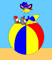 Alex the Fox Sitting on a Giant Beach Ball by ToonlandianFox2002