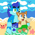 Anthonitecus and Astraligor Adventuring at the Beach (art by fripck during a RAFFLE)