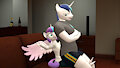 Shining Armor playing "Chair" with Flurry by PapaDragon69