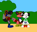 Rudi the Fox Pulling a Nelson's Shorts Down with Dexter