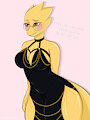 Alphys in that meme dress