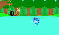 Anthonitecus and Astraligor swimming in a lake