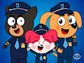 Sheriff Labrador,  Papillon and Officer Dobermann in my style