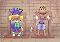 Lilly and Flora Locked In Pillorys (Commission)