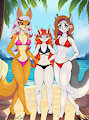 Three babes on the beach by 1ndigoCat