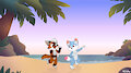 Umkashka and Deffy on the beach :3