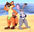Bikini nick and judy by DaisonTheFox