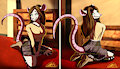 Rat sitting on her knees, TWO PERSPECTIVES!!! :3