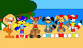 Brucie and Friends at the Beach by CartoonFoxArt2002