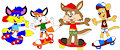 Alex, Billy, Brucie and Spencer on Skateboards