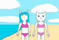 Natasha and Angela walking down the beach by TheFurryTree