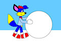 Alex the Fox Rolling a Giant Snowball by ToonlandianFox2002