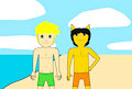 Link and Richard walking down the beach