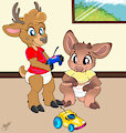 Deer Playdate -By NazzNikoNanuke-