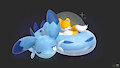 Blue And Yellow Cuddles by FluffyFox1992