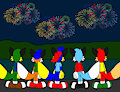 Fox Boys Watching a Fireworks