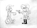 Smurfette VS zombie Smurf (lineart)