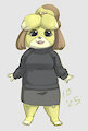Isabelle in sweater and skirt